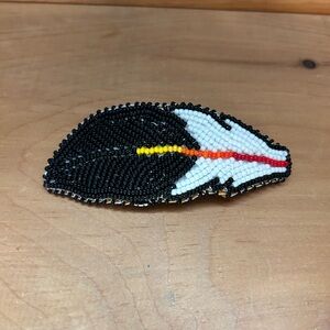 Handmade beaded feather hair clip